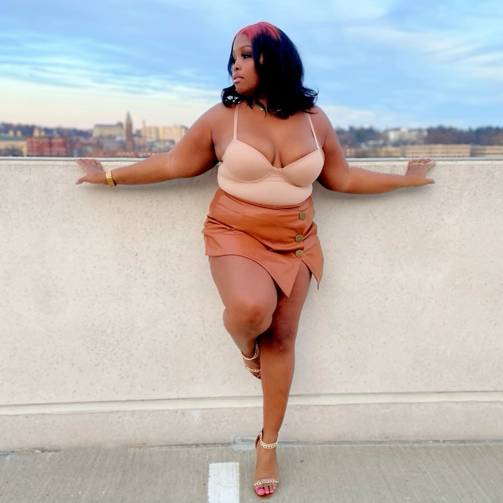 Brown leather skirt